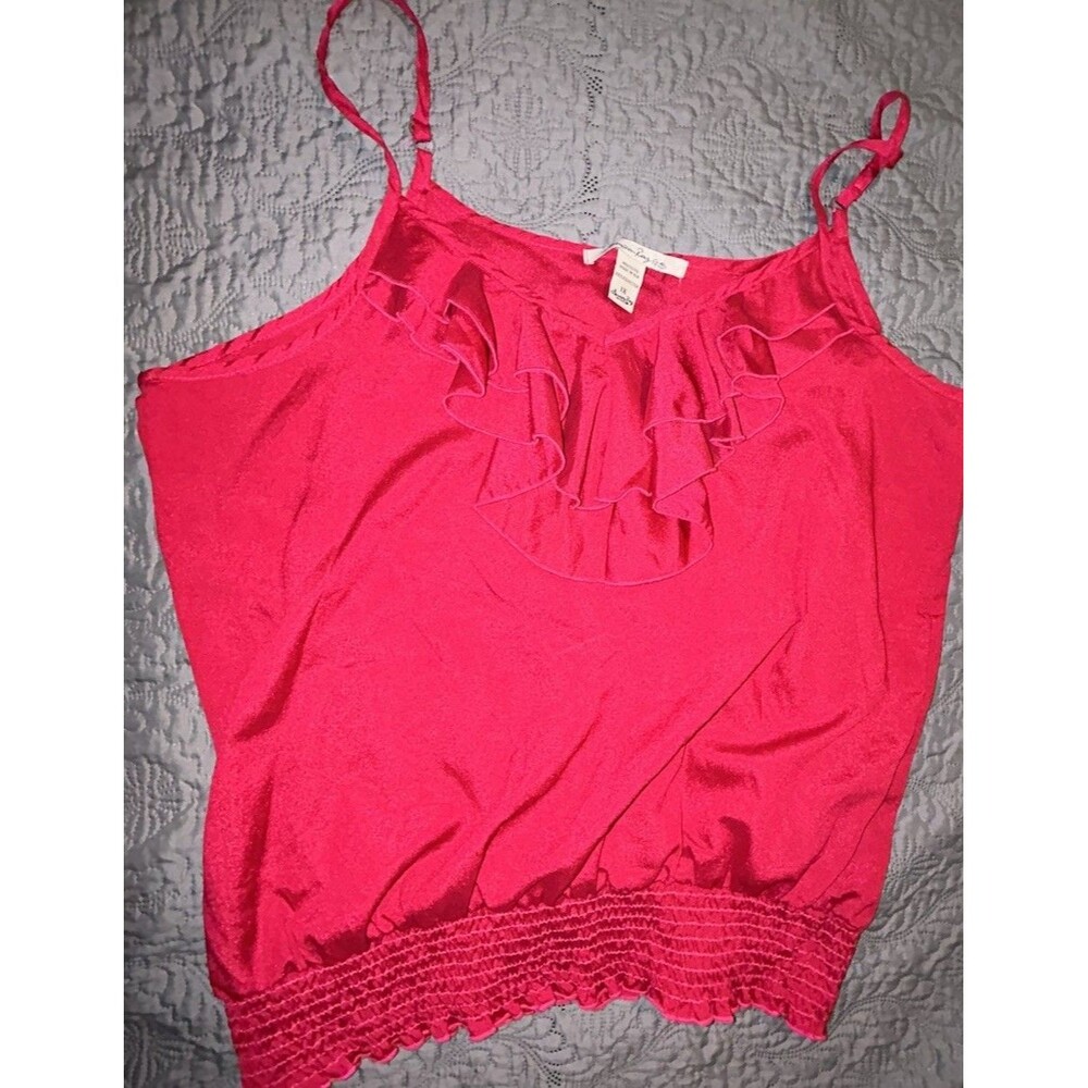 American Rag Cie Satin Pink Ruffle Camisole Tank Adjustable Straps Plus 1X